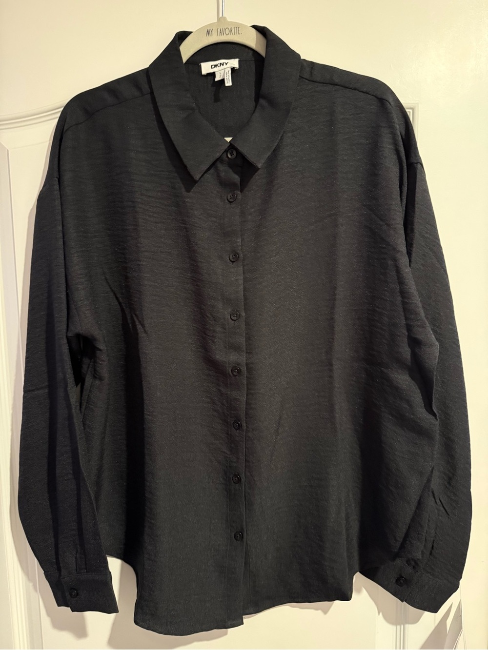 DKNY Black Long Sleeve Blouse Large NWT